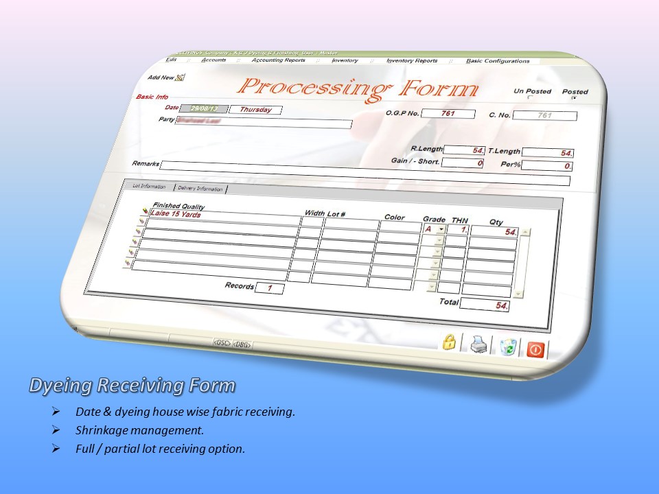 Dyeing Receiving Form