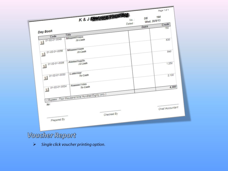 Cash Bank Voucher Report