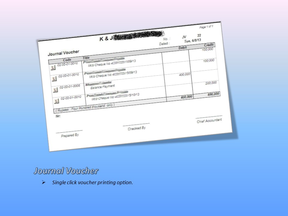Journal Voucher Report