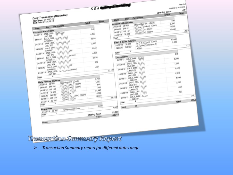 Transaction Summary Report